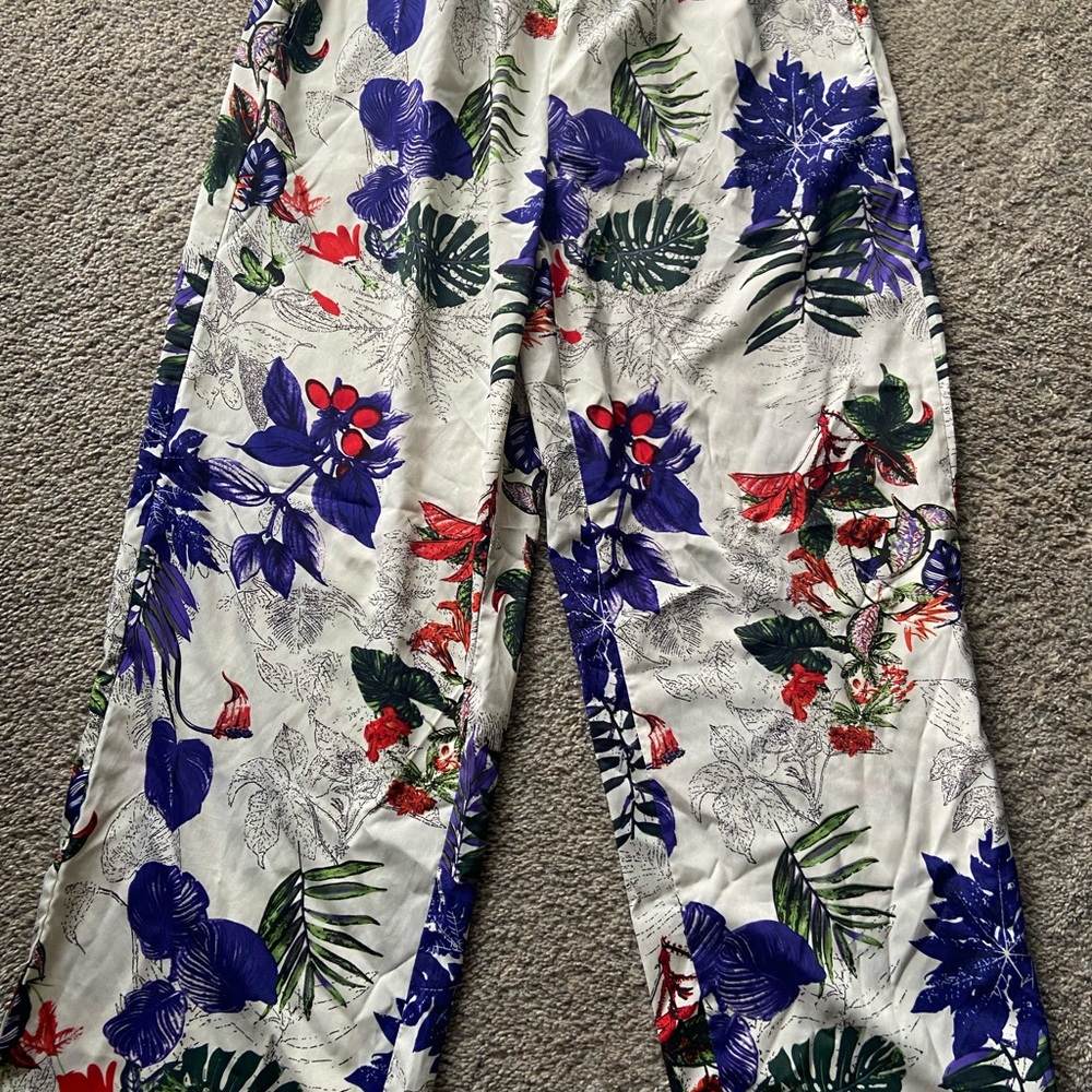 Amazon Women's Straight Leg Pants - Blue, Red, Green Floral